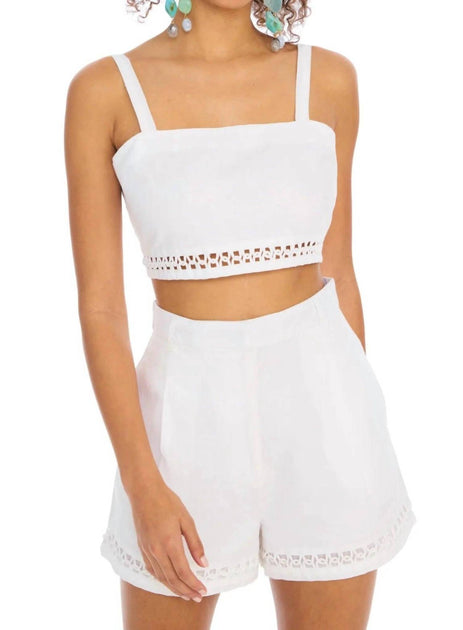 ALLISON NEW YORK Elodie Linen Crop Top White Small 2