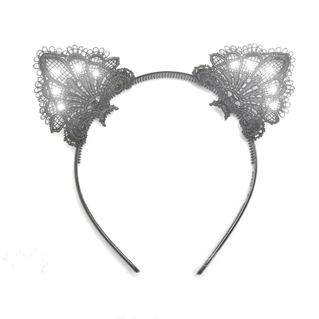 Bandeau Oreilles de Chat en Dentelle Noire LED Blinkee 2