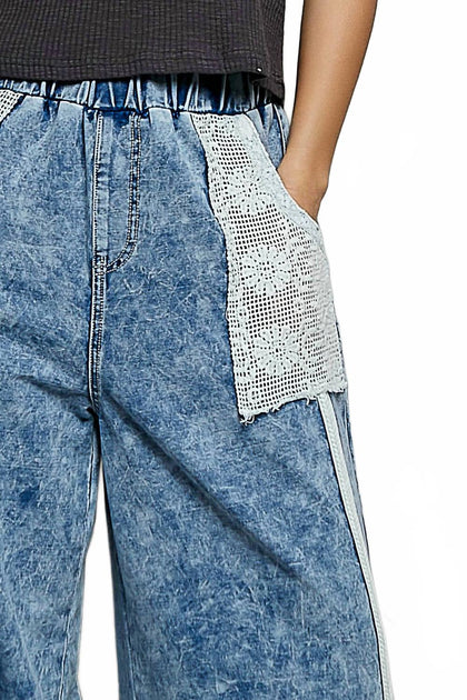 POL Denim Spitzen Hose Blau Medium 3