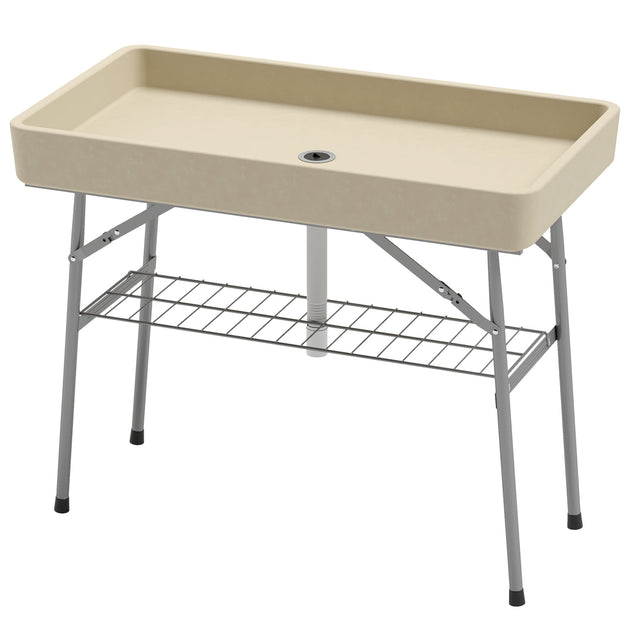 Hivvago Portable Folding Beverage Cooler Table White 3