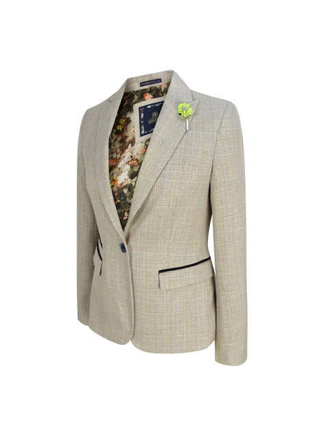 Infinity Women's Tweed Herringbone Jacket Cream US 14 3