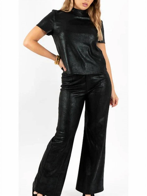 Sincerely Ours Snake Print Wide Leg Pants Black Small 2