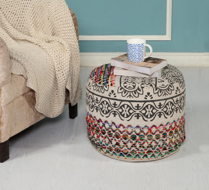 Hivvago 18" Multicolored Cotton Blend Ottoman 5