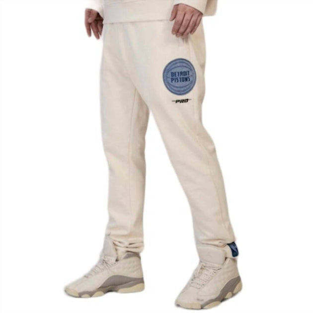 PRO STANDARD Detroit Pistons Varsity Blues Sweatpants Beige XLarge 4