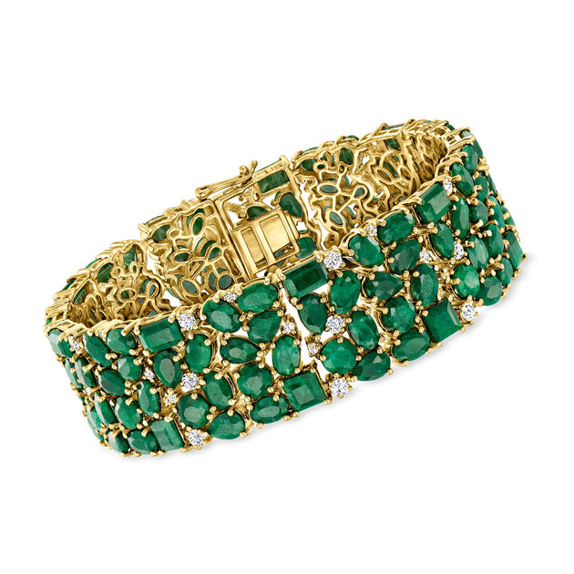 Ross-Simons Emerald and White Topaz Bracelet Green 3