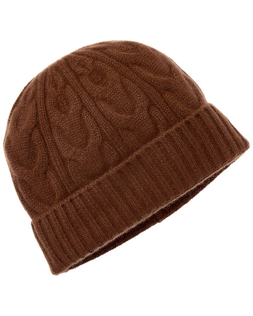 Bruno Magli Cable Cuffed Cashmere Hat Brown One Size 2