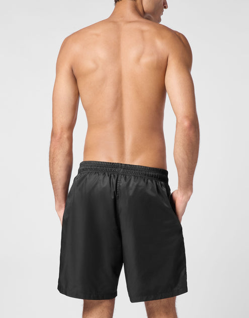Philipp Plein Long Swim Boxer Skull & Bones White Small 4