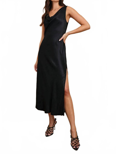 Robe Mi-longue Satin Rails Nat - Noir (XS) 2