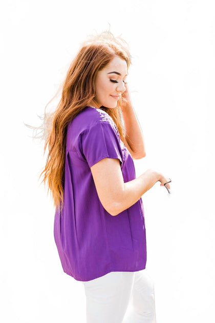 Layerz Clothing Embroidered Fiesta Top Purple Medium 3