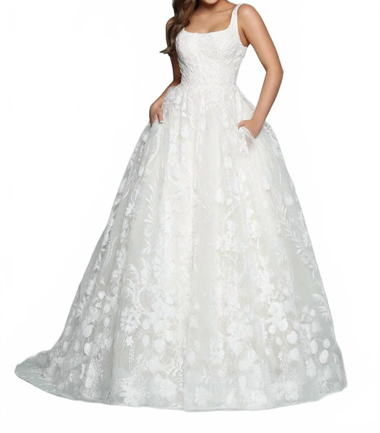 DaVinci Bridal Glitter Tulle Ball Gown White US 16 2