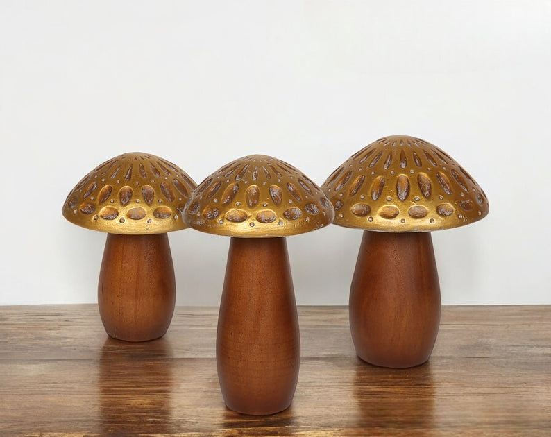 Hivvago Mushroom Sculpture Brown Gold 2
