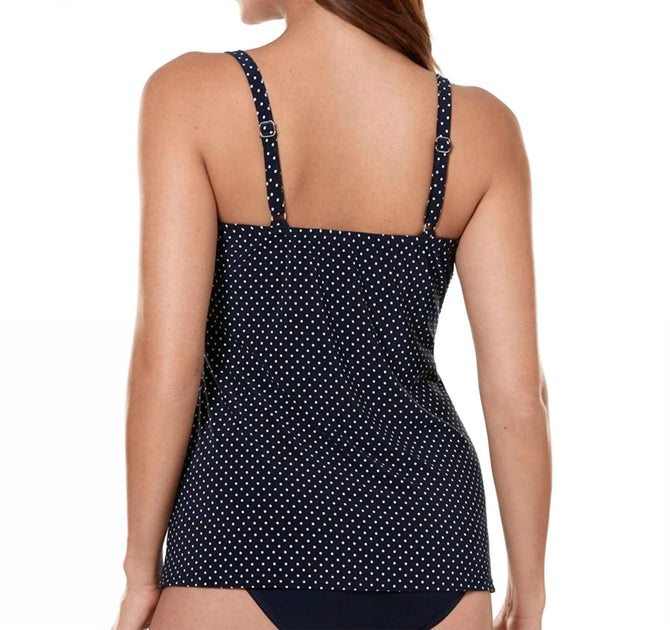 Miraclesuit Pin Point Love Knot Underwire Tankini Top Black US 14 3