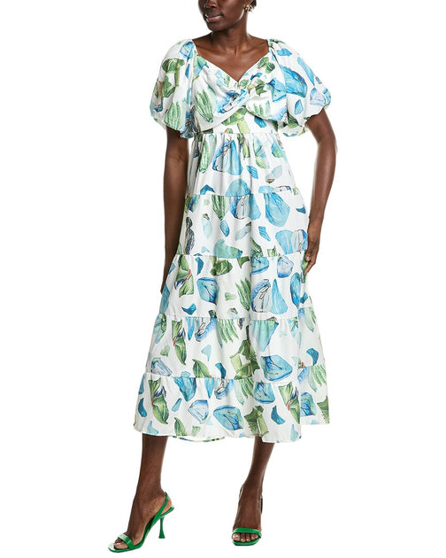IPPONELLI Tiered Midi Dress Blue Medium 2