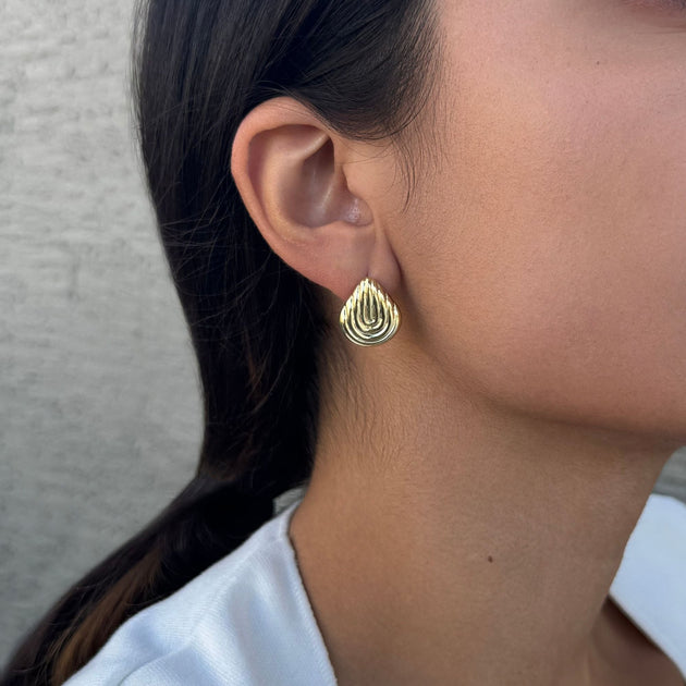 Adornia Deco Stud Earrings Gold 3