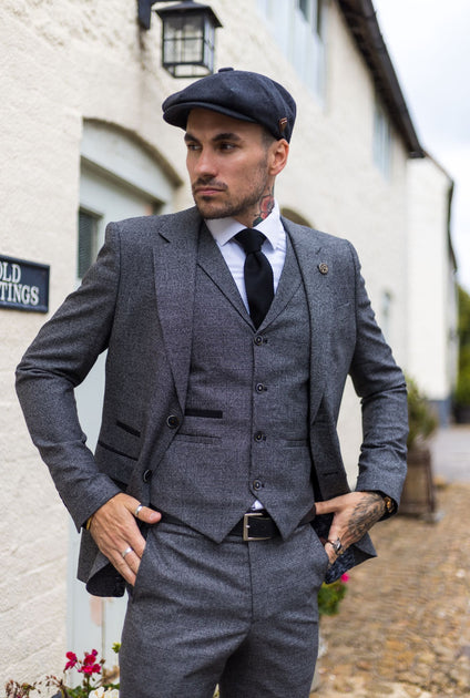 TruClothing AK-10 Herringbone Tweed Suit Grey US 36 Regular 3