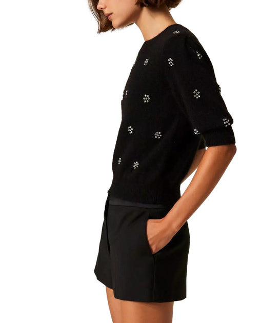 Twin-Set Embroidered Top Black Size S 3