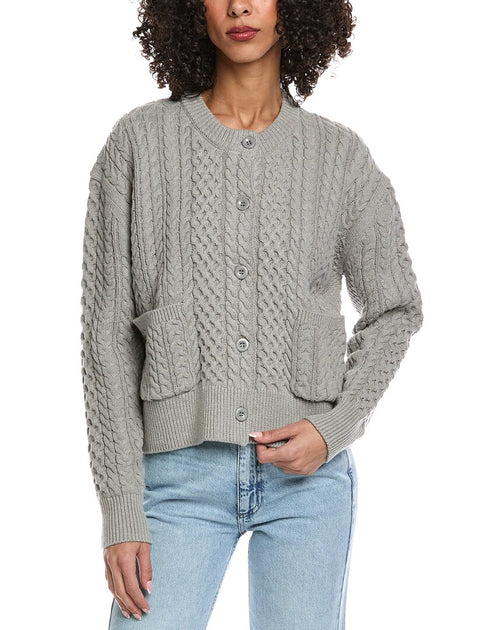 REVERIEE Cable Knit Cardigan Grey Medium 2