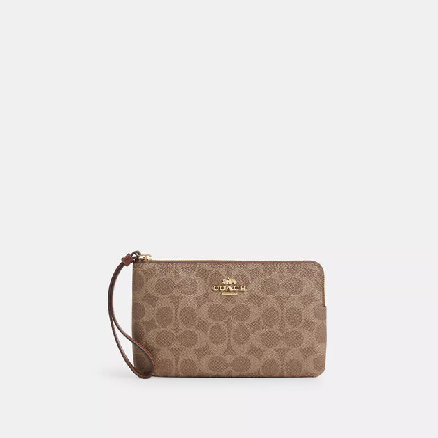 【COACH 】Corner Zip Wristlet In Signature Canvas 5470eecb5c1a47ef89976ec93d832a
