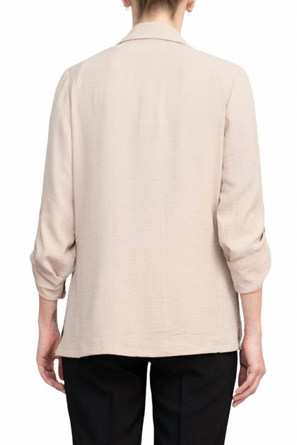 Adrianna Papell Notched Lapel Blazer Beige Medium 3