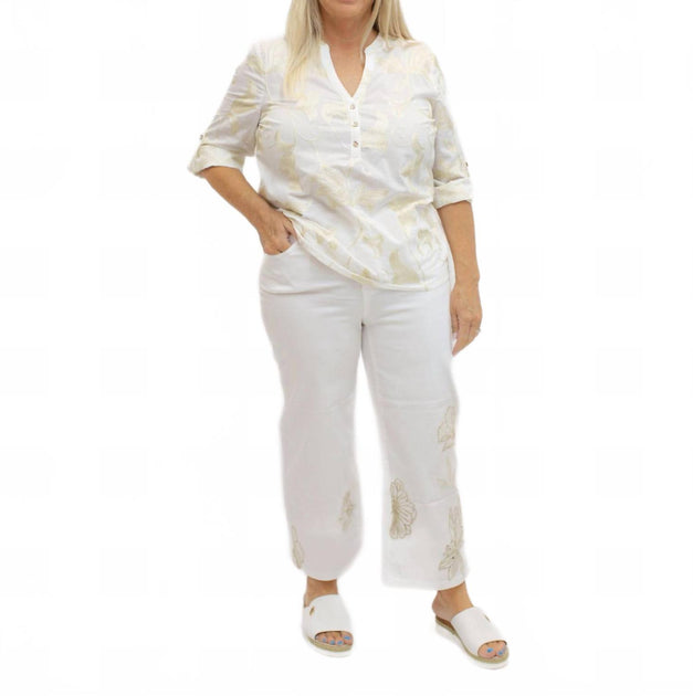 Charlie B Popover Blouse White XSmall 4