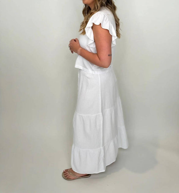 bobi Tiered Maxi Skirt Beige Small 3