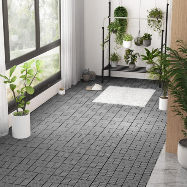 Hivvago 18 Pieces Interlocking Deck Tile Gray 2