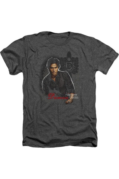 Gildan Vampire Diaries Damon Adult Heather Tee Grey Large 2