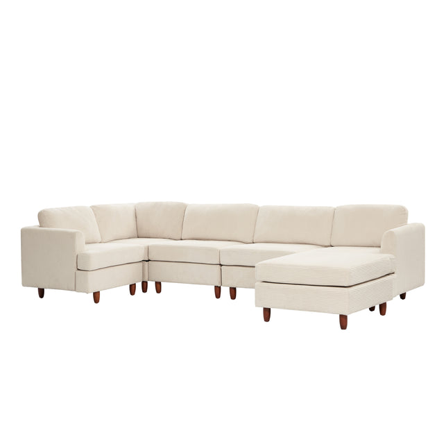 Streamdale Corduroy Modular Sectional Sofa Beige 4