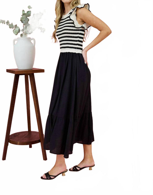 Blu Pepper Lola Stripe Twofer Kleid Weiß Medium 4