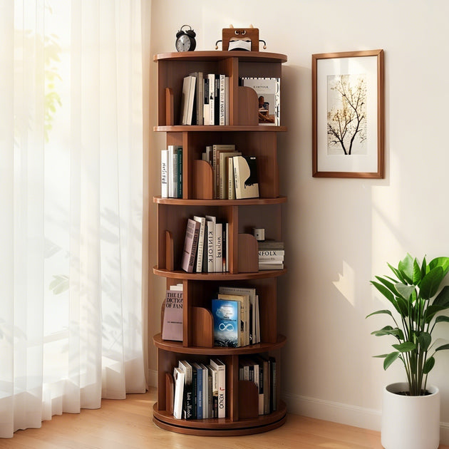 Streamdale Rotating Bookshelf 5-Tier Walnut 2