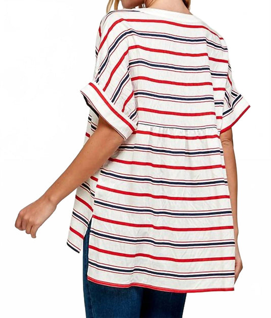 Twenty Ten Striped Tunic Top Red Small 3