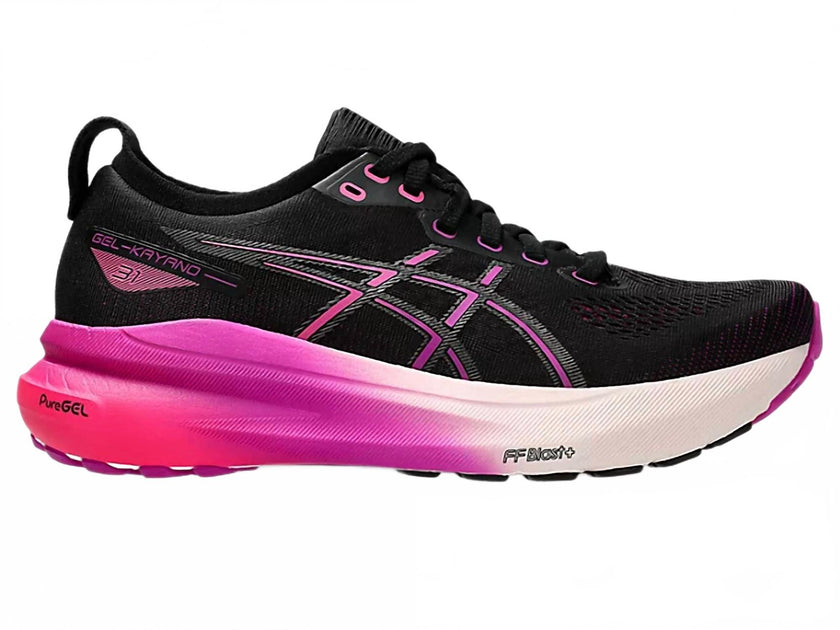 ASICS Women's Kayano 31 Sneaker In Black/ Bold Magenta | ShopSimon