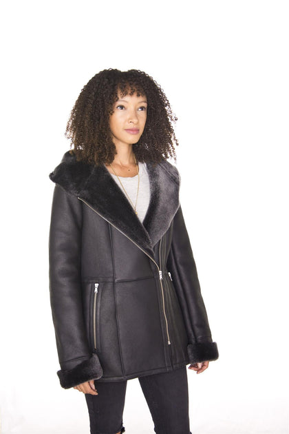 Infinity Rothwell Hooded Merino Sheepskin Jacket Black XLarge 4