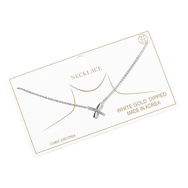 FASHNZFAB Crisscross Pendant Necklace White Gold One Size 4