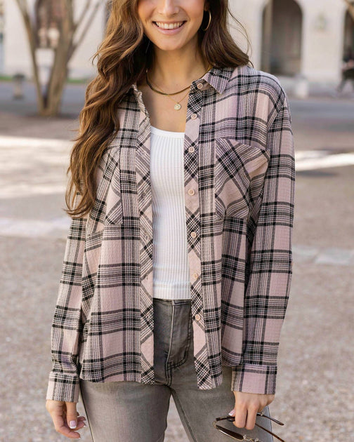Grace and Lace Favorite Button Up Plaid Grau XXSmall 2
