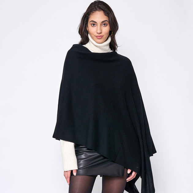 TRUEDAMES Solid Scarf Poncho Red One Size 3