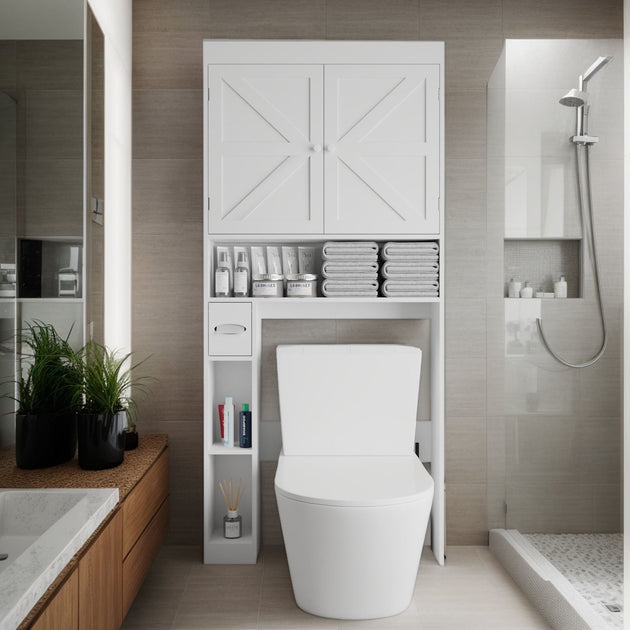 Rangss Armoire de Rangement Au-Dessus des Toilettes Blanc 4