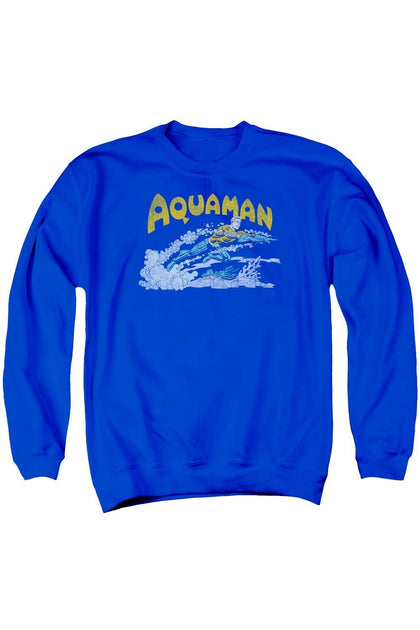Gildan DC Comics Aquaman Swim Crewneck Sweatshirt Blue Medium 2