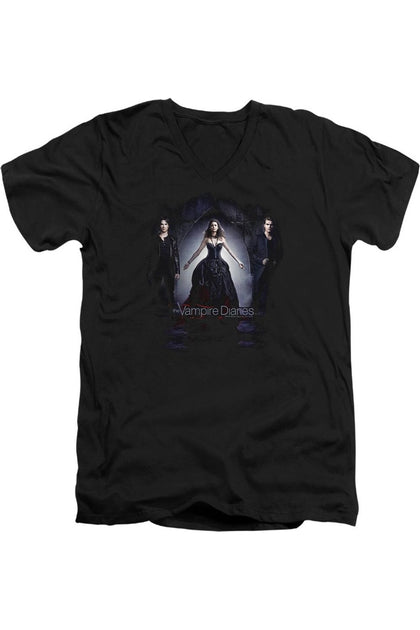 Gildan Vampire Diaries Bring It On V-Ausschnitt T-Shirt Schwarz Medium 2