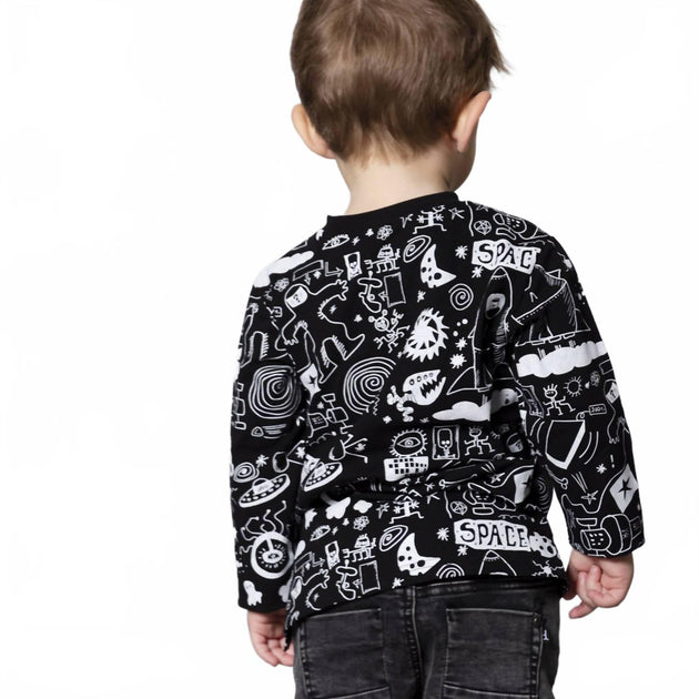 Deux par Deux Boys Space Age Long Sleeve Tee Black 12-18 Months 3