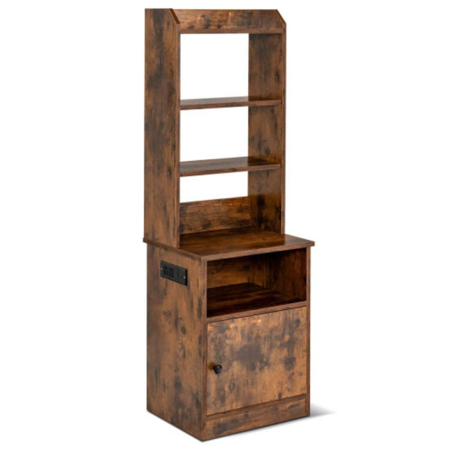 Hivvago 6-Tier Bookshelf Rustic Brown/White 2