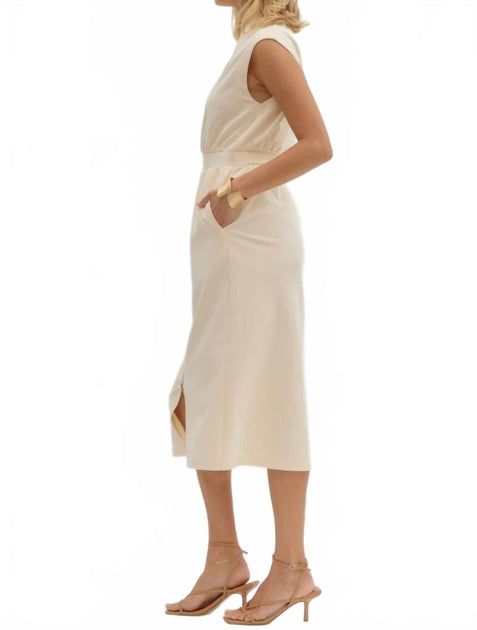Entro Monica Midi Dress Beige Large 3