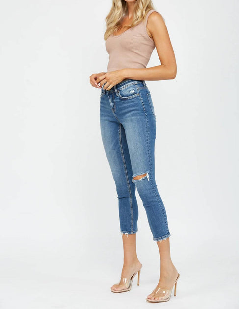 Mica Brea Crop Skinny Jeans Bleu 27 4