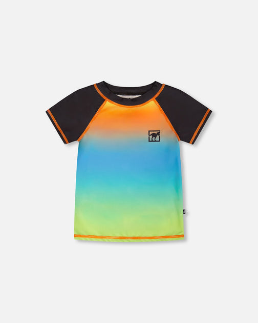 Deux par Deux Rashguard Orange Blue Green Gradient US 2T-3T 2