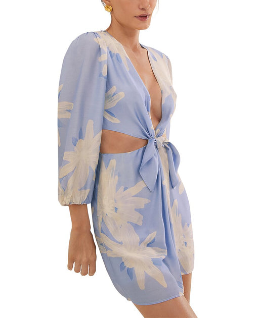 ViX Maliblue Nadi Silk-Blend Short Dress Blue XLarge 2