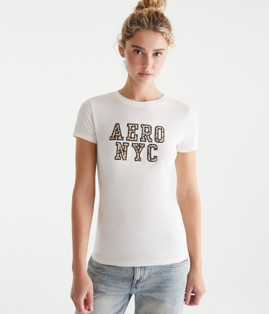 Aeropostale NYC Applique Graphic T-Shirt Beige XLarge 4