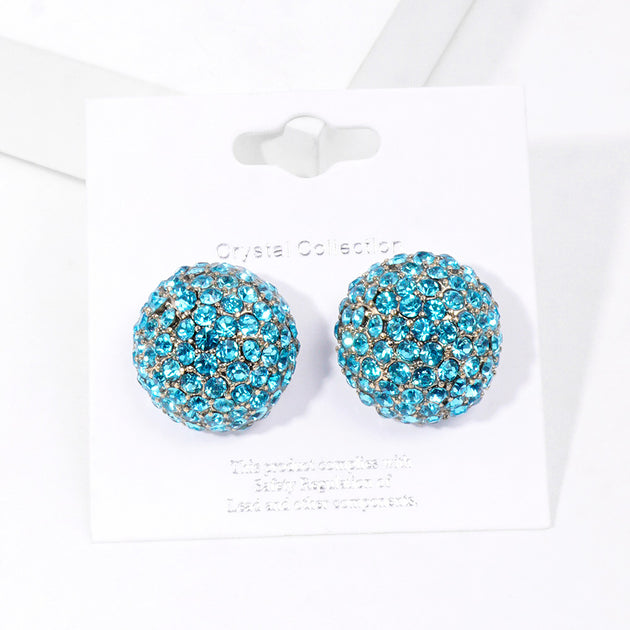 FASHNZFAB Dome Stud Earrings Aqua Blue 2