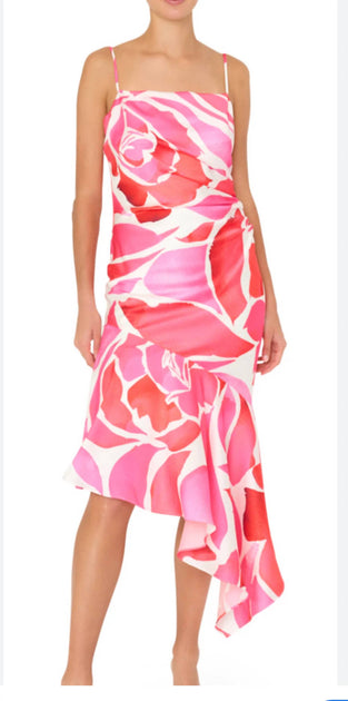 Milly Dream Rose Asymmetrical Hem Dress Pink US 4 3
