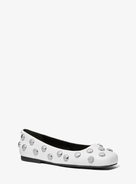 Michael Kors Matilda Studded Leather Ballet Flat White US 10 2