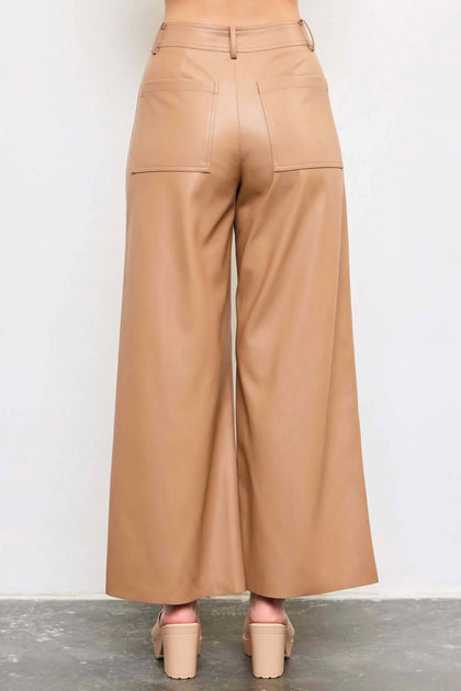 Mustard Seed Paula High Waisted Leather Pants Brown Large 5